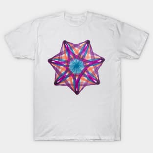 Spirograph Seven-Point Purple Orange Blue Pink Pattern T-Shirt